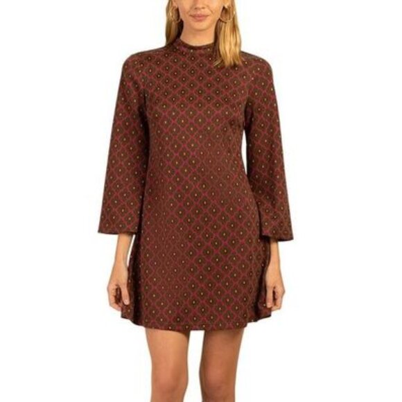 Trina Turk Leela Mock Neck Dress Medium M Phlox Multi Mod Print NWT - Picture 1 of 15